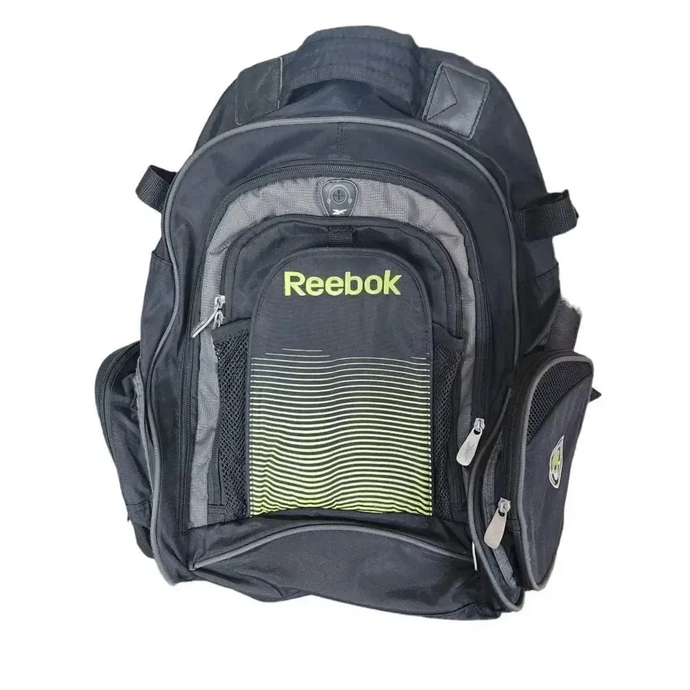Reebok Pro 5-Pockets Logo Sports Backpack Bag, Black